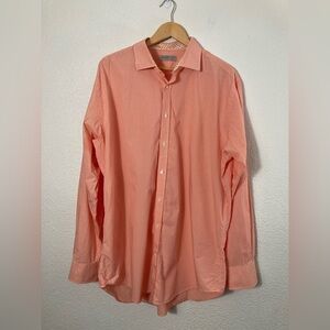 Jack Stone by Thomas Dean XXL orange check button down shirt 100% cotton